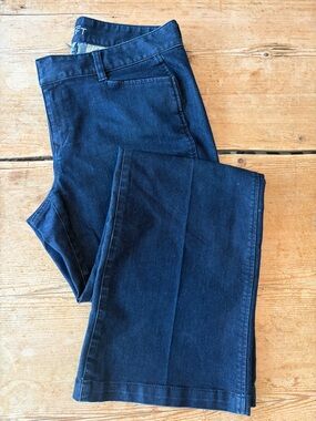 LOFT Stretch Denim Curvy Flare Dark Blue Denim Wide Leg Trouser Jeans